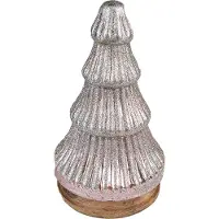 Clayre & Eef Kerstdecoratie Kerstboom 24 cm Roze Hout Glas Roze
