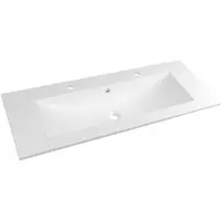 Hak Yukon Kunstmarmeren dubbele wastafel, 120x45cm, wit