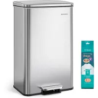Songmics - Prullenbak - Pedaalemmer - Prullenbak voor Keuken - 40 Liter Tretprullenbak met Deksel - Softclose - Inclusief 15 Vuilniszakken