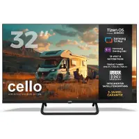 Cello 32-inch Full HD Smart TV met Tizen OS, triple tuner, Wi-Fi/Bluetooth, 12/24/230V – ideaal voor kamperen, campers en caravans