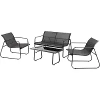 Koopman Tuinmeubelset voor tuinterras SET tafel 2 x fauteuil bank zwart