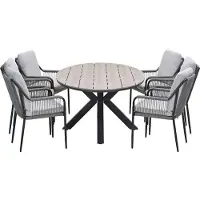 Garden Impressions Stevie tuinset 7-delig taupe - Tulli tuintafel 220x115xH75 cm - light teak vironwood