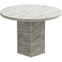 NORR11 Soho salontafel Zilver travertin, Ø50x35 cm