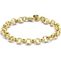 CO88 Collection 8CB-90763 Stalen Armband - Jasseron Schakel - 7 mm - 21 cm - Goudkleurig