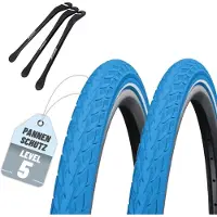 Schwalbe 2-delige set Schwalbe fietsbanden Delta Cruiser Plus HS 431 28 x1.40 inch (37-622) blauw + Optionele binnenbanden + 3x bandenlichters
