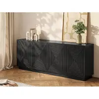 Vente-unique Buffetkast met 4 deurtjes van mdf - Zwart - MEZULIA