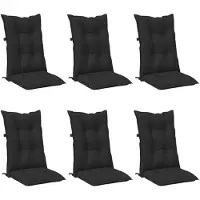 vidaXL Set Hoge Rug Stoelkussens 6 st Polyester Melange Zwart