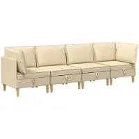 vidaXL Modulaire Sofa Set met Opslag 4 st Crèmekleurig Stof
