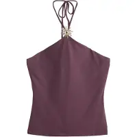 Next - Dames - Zacht aanvoelende, slinky mouwloze haltertop met metalen details - Rood
