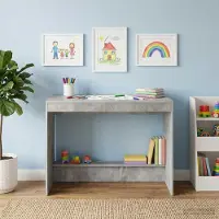 Prolenta Maison Exclusive - Bedbank met bureau, betonkleur, houtvezel, 100 x 45 x 75 cm