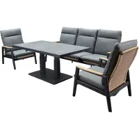 AVH-Collectie Alzano stoel bank lounge diningset 4 delig verstelbaar antraciet aluminium