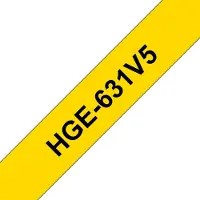 Brother HGe-631V5 Set van 5 stuks Tapekleur: Geel Tekstkleur: Zwart 12 mm 8 m