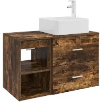 vidaXL Badkamermeubel Set 2 st Gerookt eiken Bewerkt hout