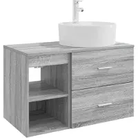 vidaXL Badkamerkast set, 2 stuks, grijs Sonoma, houtfineer