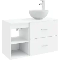 vidaXL Badkamermeubel Set 2 st Wit Bewerkt hout