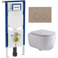 Geberit QeramiQ Dely Swirl Toiletset - 36.3x51.7cm - UP720 Duofix Sigma inbouwreservoir - slim zitting - bedieningsplaat taupe - ronde knoppen - wit mat SW1237202/SW1102378/SW1000766/SW1026257
