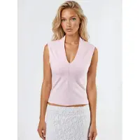Busem V-hals Mouwloze Drapé Blouse
