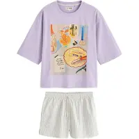 Next Korte pyjama 'Seminal x Lindsey Cherek Waller' pastelgroen / sering / oranje / wit