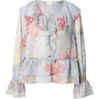 Comma Blouse crème / lichtblauw / olijfgroen / framboos