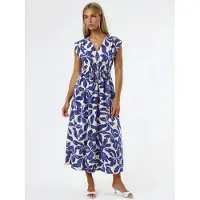 Busem Florale V-hals Midi-jurk met Strikdetails