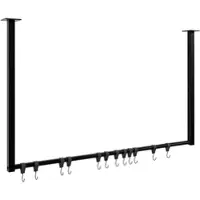 CLP Fenton Kledingstang - kledingstandaard - kledingroede - garderobestang - kleding stang - voor plafondmontage - met 12 haken - zwart