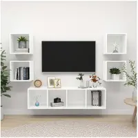 vidaXL 5-delige Tv-meubelset bewerkt hout wit