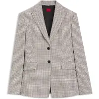HUGO regular fit lange blazer van katoenmix met klepzakken