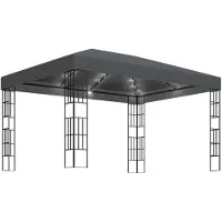 vidaXL Prieel met LED-lichtslinger 3x4 m antracietkleurig