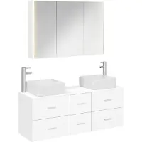 vidaXL Badkamermeubel Set 4 st Wit Bewerkt hout en glas