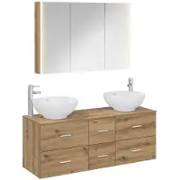 vidaXL Badkamermeubel Set 4 st Artisanaal eiken Bewerkt hout en glas