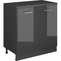 Vicco Keukenkast voor schuine wand R-Line, Antraciet Hoogglans, 80 cm zonder schuine kant met 2 deuren