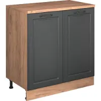 Vicco Keukenkast voor schuine wand R-Line, Antraciet landhuis, 80 cm zonder schuine kant met 2 deuren