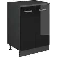 Vicco Keukenkast voor schuine wand R-Line, Zwart hoogglans, 60 cm zonder schuine kant met 2 deuren