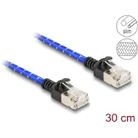 DeLOCK RJ45 Network Cable with braided coating Cat.6A U/FTP Slim 0.3 m blue
