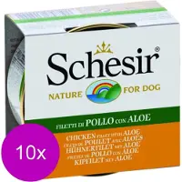 Schesir 10x Hondenvoer Nat Blik Jelly Kip en Aloë 150 gr