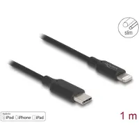DeLOCK Slim Data and Charging Cable USB Type-C to Lightning for iPhone, iPad, iPod black 1 m MFi