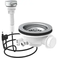 Kirchhoff Kunststof korfventiel bowdenkabel, 1 1/2" ET, RVS ventielbeker & zeef Ø114 mm, met 1" overloopaansluiting - 98835440