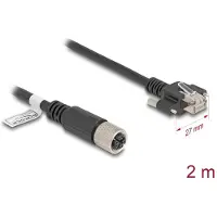 DeLOCK M12 Cable X-coded 8 pin female to RJ45 plug with screws Cat.6A S/FTP 2 m black