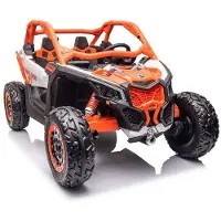 Es-toys Kinderen elektrische auto Can-Am RS oranje – 24V batterij, 4 x 200W motoren – 2,4 GHz, vierwielaandrijving + 2 zitplaatsen + lederen stoel + EVA-banden