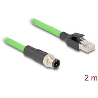 DeLOCK M12-kabel, D-gecodeerd, 4-polige stekker naar RJ45-stekker, PUR (TPU), 2 meter