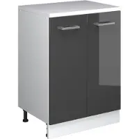 Vicco Keukenkast voor schuine wand R-Line, Antraciet Hoogglans, 60 cm zonder schuine kant met 2 deuren