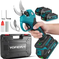 Yofidra Elektrische Snoeischaar - 32mm Snijdiameter - Accu Takkenschaar - met 2 batterijen - Borstelloos Snoeischaar Voor Boomgaard, Tuin, Boerderij, Park, Tuinieren