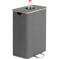 Songmics - Wasmand - Flessencontainer 100 L - Recyclingbak met Deksel en Binnenzak - Voor Keuken