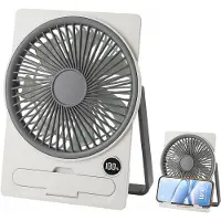 VHV - Tafelventilator USB - Stille Bureauventilator met 5 Snelheden - Mini Ventilator met LED Display - Draagbare Kleine Ventilator voor Kantoor, Huis en Slaapkamer - Grijs