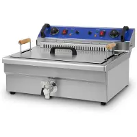 VERTES Professionele elektrische friteuse 25 l, 5000 W, 230 V, koude zone-principe, temperatuur 50-250 °C, frituurmand, resetfunctie, roestvrij staal, werkt op frituurolie