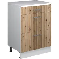 Vicco Keukenkast voor schuine wand R-Line, Artisanaal eiken, 60 cm zonder schuine kant met 3 lades