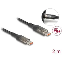 DeLOCK USB 2.0 Data and Fast Charging Cable USB Type-C male to male PD 3.0 100 W with power indication transparent 2 m