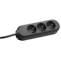 Bachmann SMART stekkerdoos 3x geaard contact, zwart, 3 m