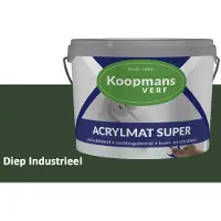 Koopmans Acrylmat Super Matte Muurverf – Professionele Binnenmuurverf en Buitenmuurverf – Reukarm en Afwasbaar – Diep Industrieel – 5 liter