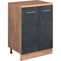 Vicco Keukenkast voor schuine wand R-Line, Zwart beton, 60 cm zonder schuine kant met 2 deuren